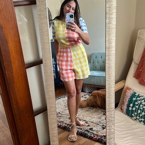Farm rio gingham contrast romper